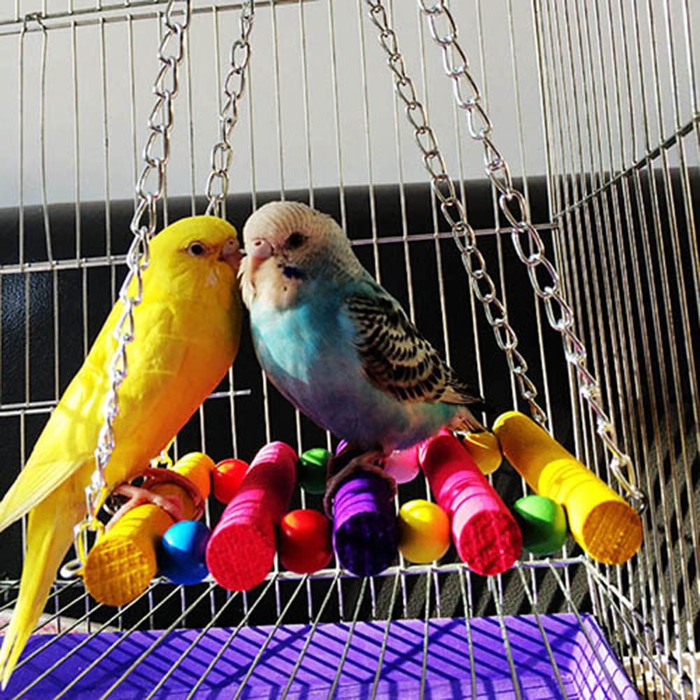 Pet Bird Parrot Parakeet Budgie Cockatiel Cage Hammock Swing Toys Hanging Toy 