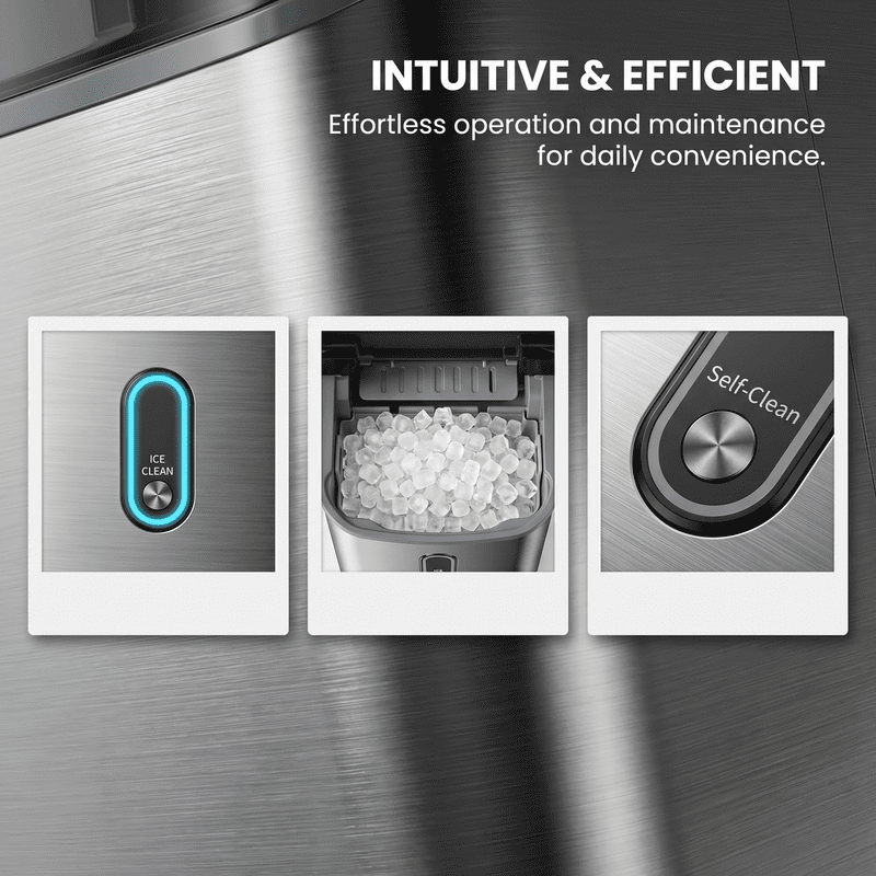 Countertop Nugget Ice Maker with Soft Chewable Pebble Ice, One-Touch Operation, Self-Cleaning Ice Machine, 33 lbs Daily Output, Stainless Steel Finish for Home, Kitchen, and Bar
