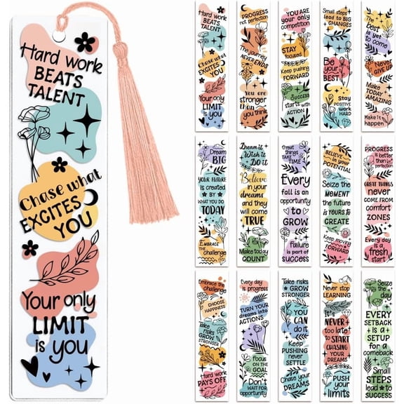 30pcs UV DTF Bookmarks Wraps Transfer Stickers Inspirational Words for Women Men Reading Waterproof Bookmarkers Decal(No Blank Bookmarks) for Acrylic Plastic Metal Blank Bookmark Colorful DIY