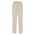 thumbnail image 5 of Feimerou Women's Linen Pants for Summer Petite Casual Pants Drawstring Elastic Waisted Straight Leg Trousers Loose Comfy Lounge Pants, 5 of 5