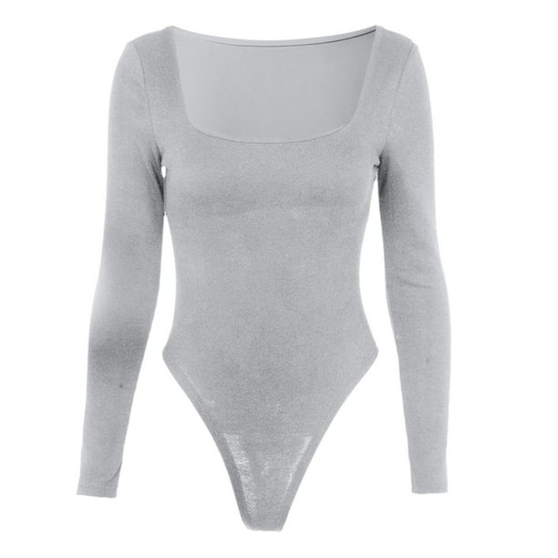 Qertyioot Womens Long Sleeve Bodysuit, Tummy Control Neck Bodysuit High  Neck Bodysuit Romp ers 