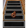 thumbnail image 2 of Stair Treads for Wooden Steps, Black Peel and Stick Stair Treads with Reusable Adhesive, Modern Geometric Abstract Art Aesthetics Non Slip Indoor Stairs Runner Rugs Mats for Elders Dogs 8"x30" 4PCS, 2 of 7