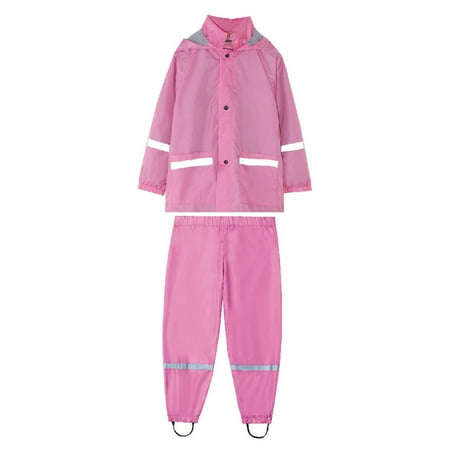 

WUXIAN Toddler Child Boys Girls Button Rain Jacket Hooded Windproof Raincoat Kids Long Sleeve Hoodie Trench Pants Outfits Baby Trousers Soft Dailywear