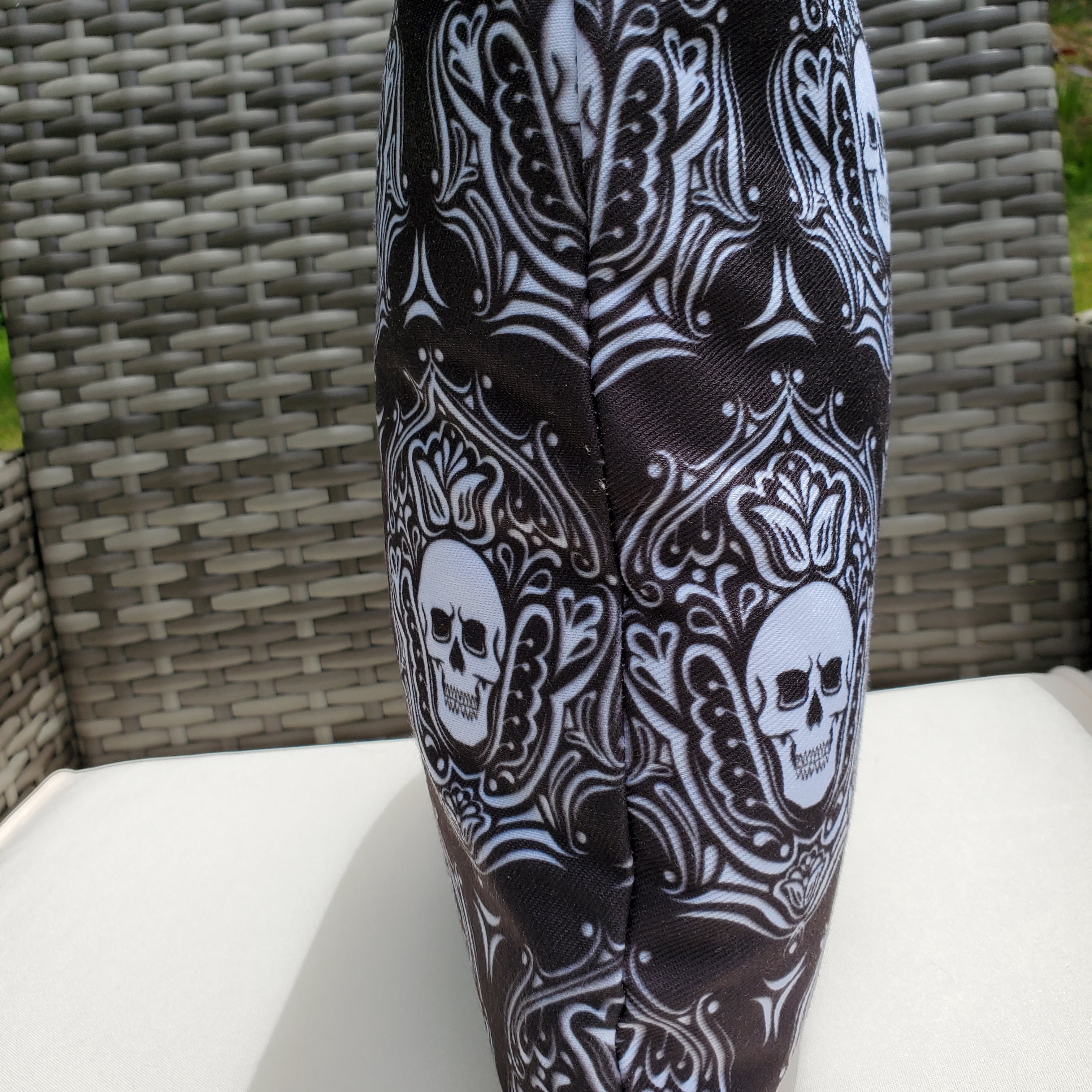 Outdoor Skull Pillow-Black & White