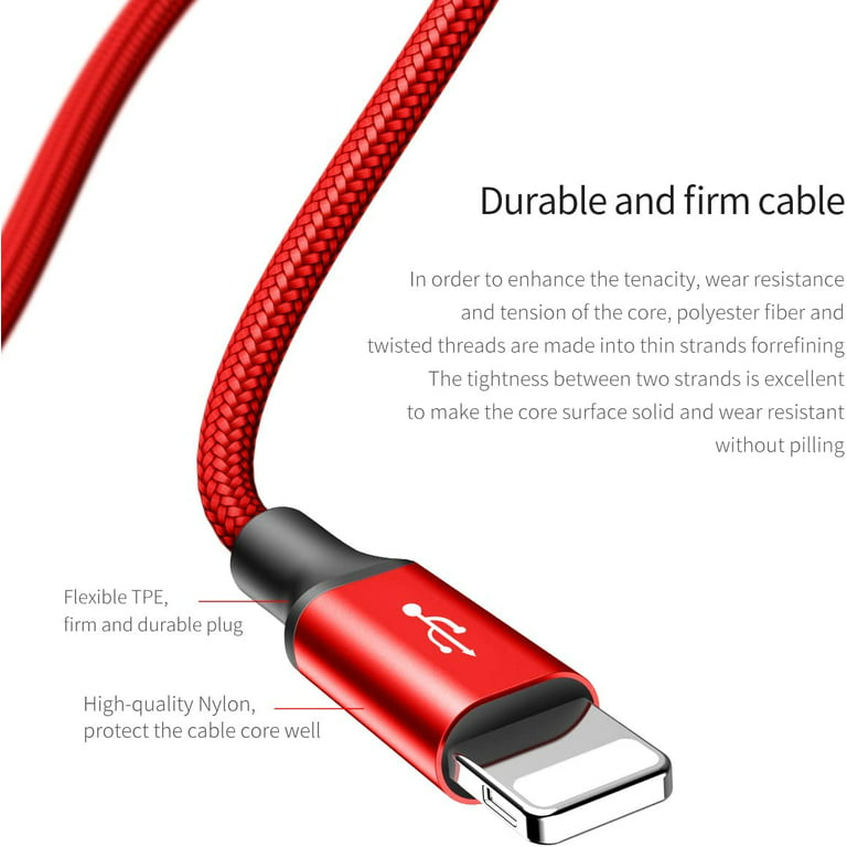 2Pack) 3 in 1 Universal Fast Multi USB Charging Cable for Phone/Type C/Micro  USB Charge Port Red 