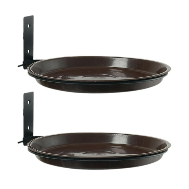 2 comederos para pájaros con soporte de metal para montar en el , bandejas de agua para patio, jardín, poste de madera y terraza.