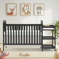 thumbnail image 2 of Conchico 3-In-1 Convertible Crib and Detachable Changer, New Zealand Pinewood Baby Crib, Toddler Daybed Bed with 3 Heights, Non-Toxic Finish, Easy to Assemble, Black, 2 of 8