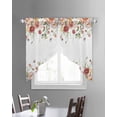 thumbnail image 3 of Pink Floral Swag Valances for Windows, Spring Pastoral Botanical Wildflowers Leaves Rod Pocket Sheer Valances for Windows, Swag Toppers Light Filtering for Kitchen Living Room 2 Panels 36''x45'', 3 of 6