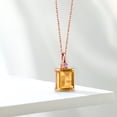 thumbnail image 4 of Gem Stone King 18K Rose Gold Plated Silver Yellow Citrine and Pink Lab Grown Diamond Pendant Necklace for Women (2.94 Cttw, Gemstone November Birthstone, Emerald Cut 10X8MM with 18 inch Silver Chain), 4 of 4