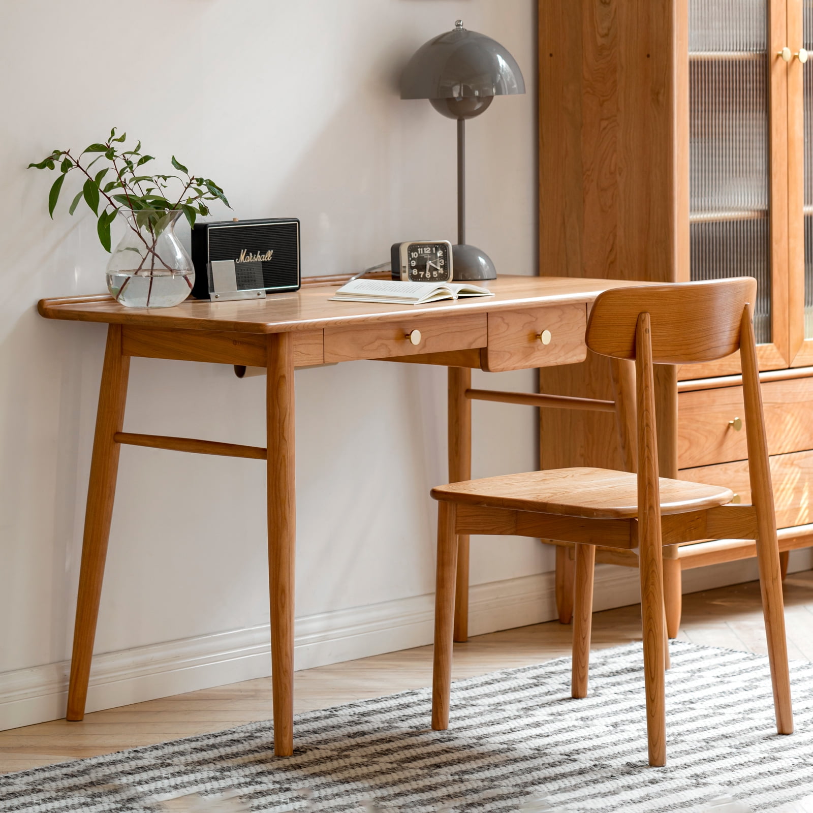 100 solid Cherry Wood natural wood computer desk with Storage