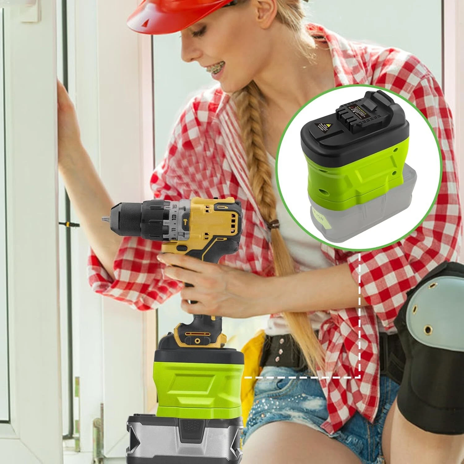 Battery Adapter for Ryobi 18V Li-ion Battery Convert to for Dewalt 12V Tool Use