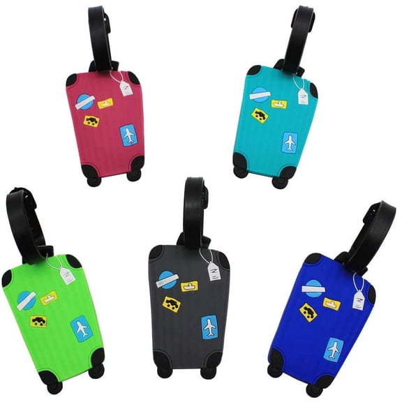 Luggage Tags Waterproof Stain Resistant Privacy Protective Lightweight Cartoon Printed Travel Suitcase Identifier Name Labels Set of 5