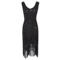 thumbnail image 1 of DEELLEEO Plus Size Vintage 1920S Flapper Tassel Great Evening Party Cocktail Dress, 1 of 6