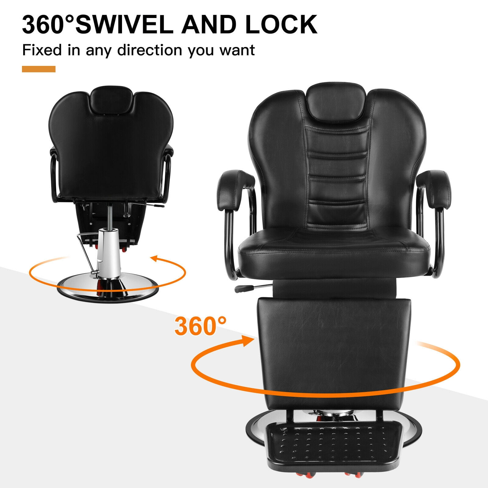 Artist Hand Hydraulic Heavy Duty Recliner Barber Chair Salon Spa Shampoo (Black)