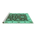 thumbnail image 2 of Ahgly Company Machine Washable Indoor Round Oriental Turquoise Blue Traditional Area Rugs, 8' Round, 2 of 4