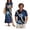 Blue Polynesian, variant on Pink Hibiscus Couple Matching Outfit Men's Short Sleeve Shirt Size L Fashion Beach Tops Plus Size and Women's Summer Split Dress Sleeveless Hawaiian Sundress