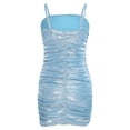 thumbnail image 2 of inlzdz Girls Metallic Formal Dress Spaghetti Strap Bodycon Ruched School Dance Graduation Fancy Dress Blue 14, 2 of 7
