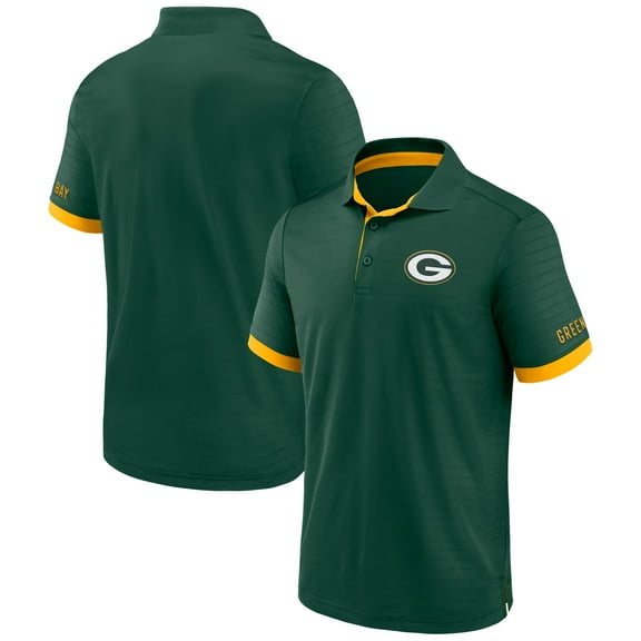 Men's-Fanatics  Green Green Bay Packers Textured Stripe Polo