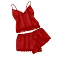 thumbnail image 4 of Besolor Women's Pajamas Sets Lace Splicing V Neck Sleeveless Cami Tops and Shorts 2 Piece Outfits Sleepwear Pjs Red, 4 of 5
