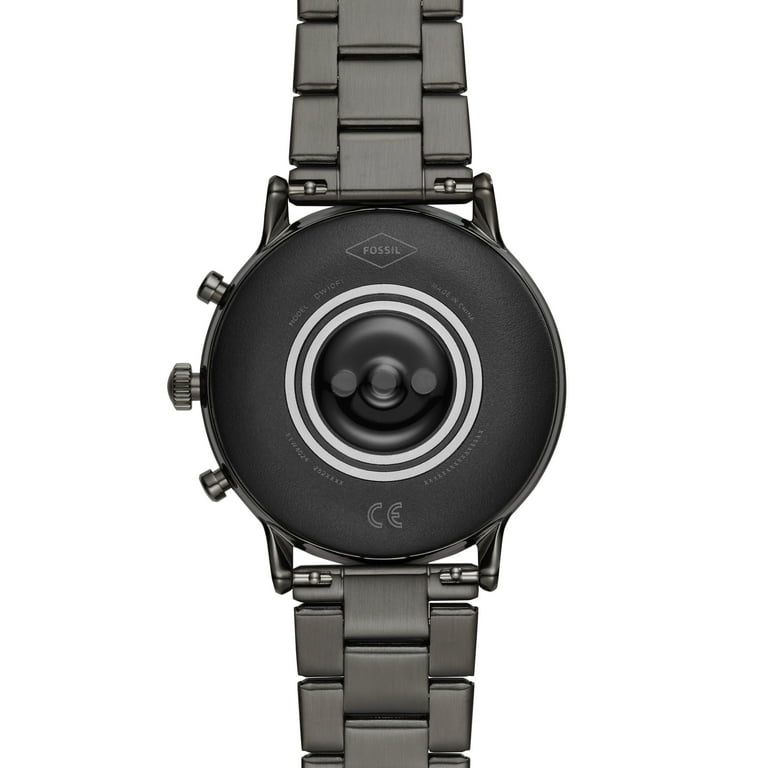 Fossil Men s The Carlyle HR Smartwatch Titan Smoke Tone Stainless Steel with Smoke Stainless Steel Bracelet FTW4024