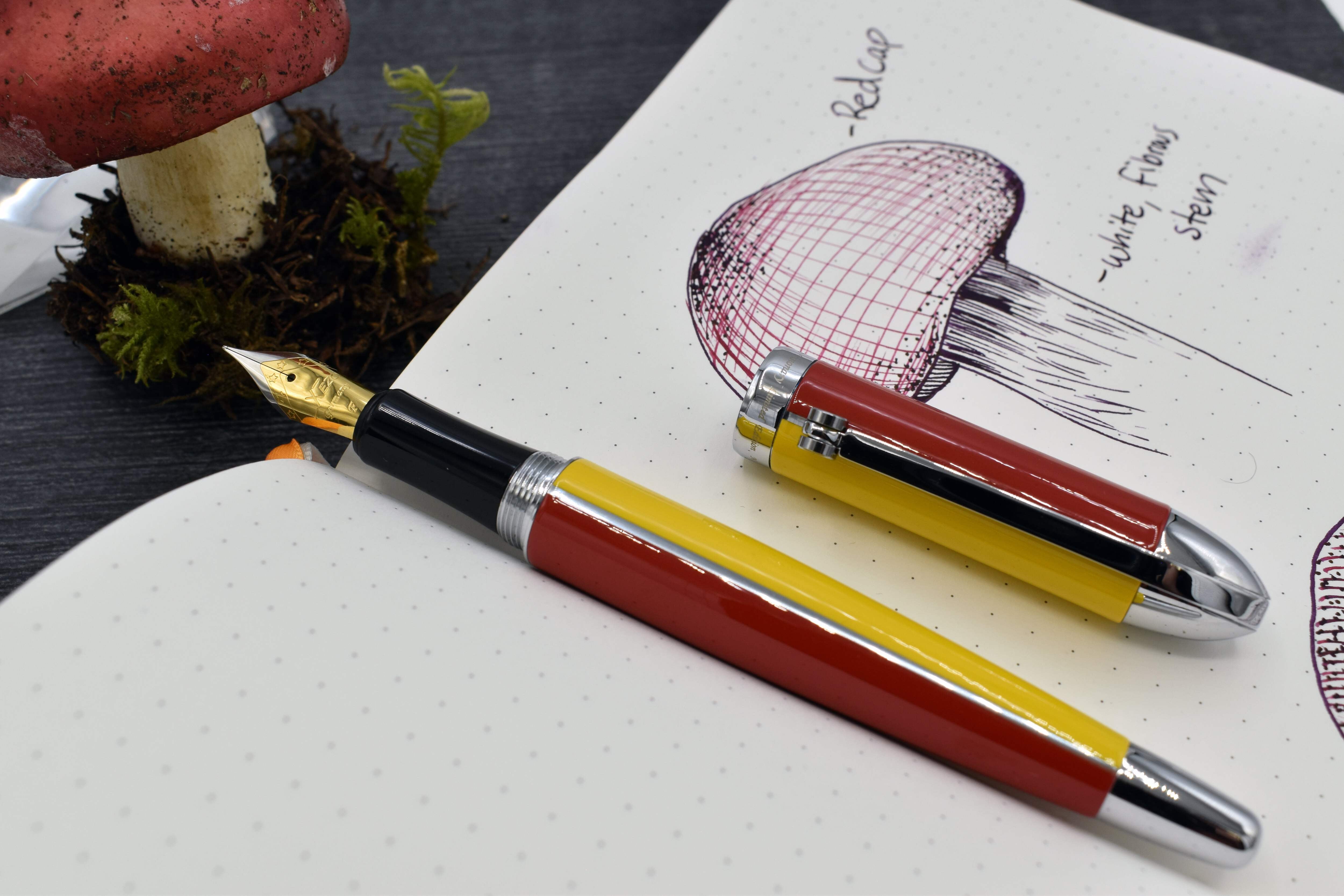 Xezo Xezo Visionary® Brass  Aluminum Enameled Fountain Pen (Fine Nib) - Aspen Gold / Red