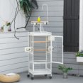 thumbnail image 2 of PawHut 54 Inch Bird Cage with Wheels, Bird Feeder Stand, Tray, White, 2 of 10