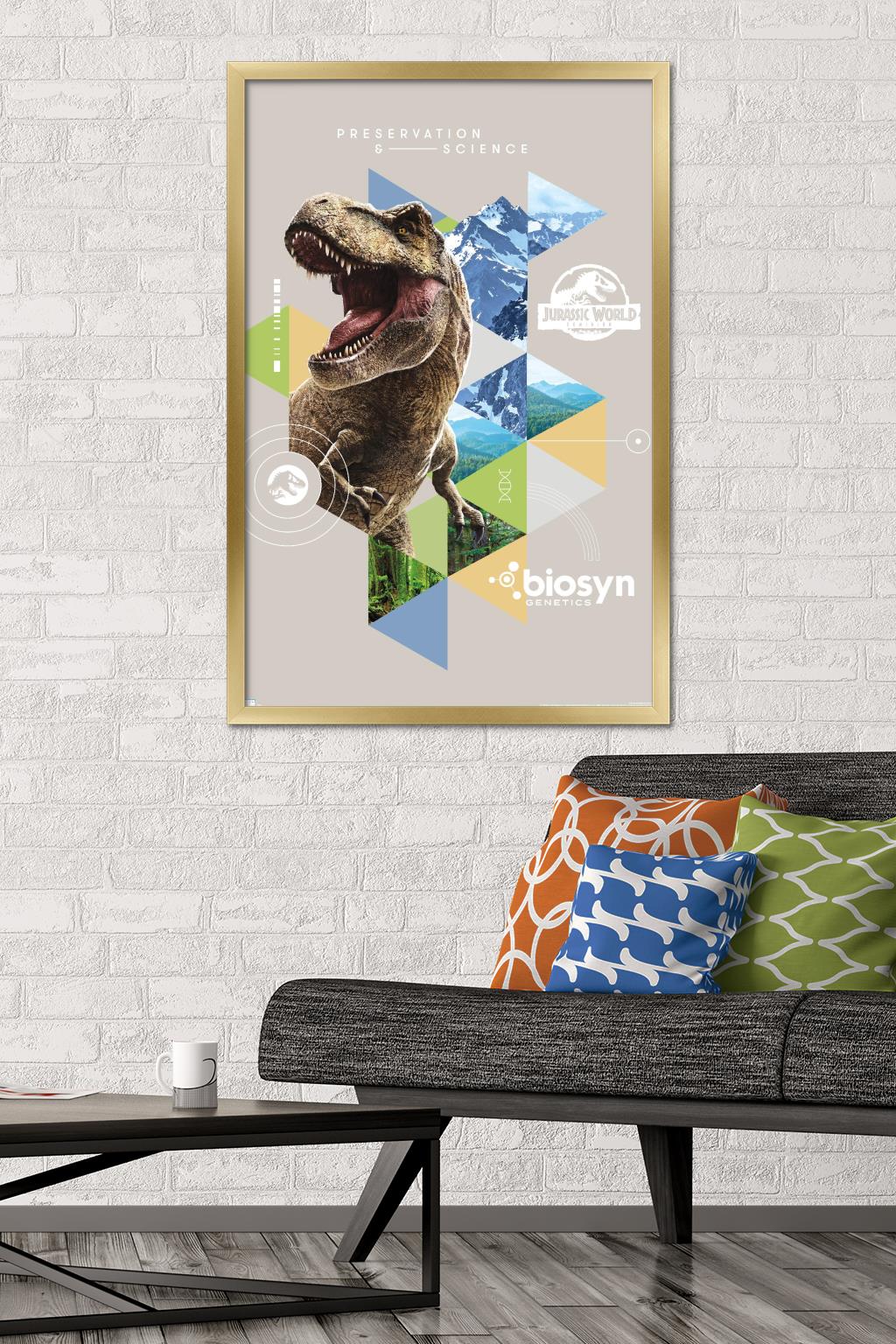 Jurassic World: Dominion - T-Rex Wall Poster, 22.375" x 34" Framed