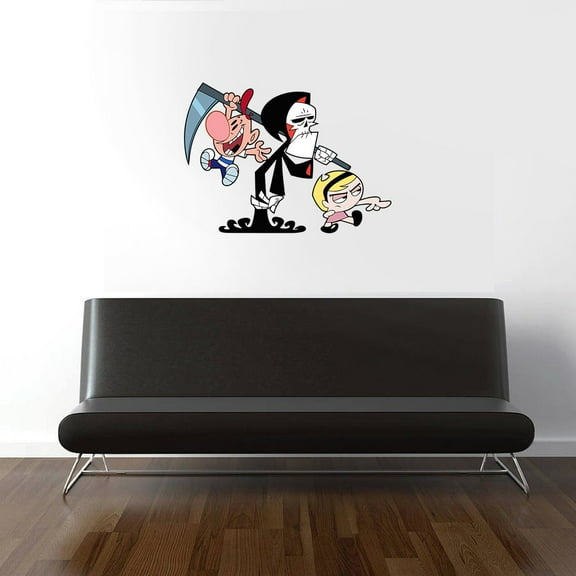 The Grim Adventures of Billy and Mandy Grim Reaper Wall Art Decal Vinyl Sticker Home Decor Sticker Vinyl Mural Baby Kids Room Bedroom Nursery Kindergarten School House Design Peel and Stick 20x12 inch