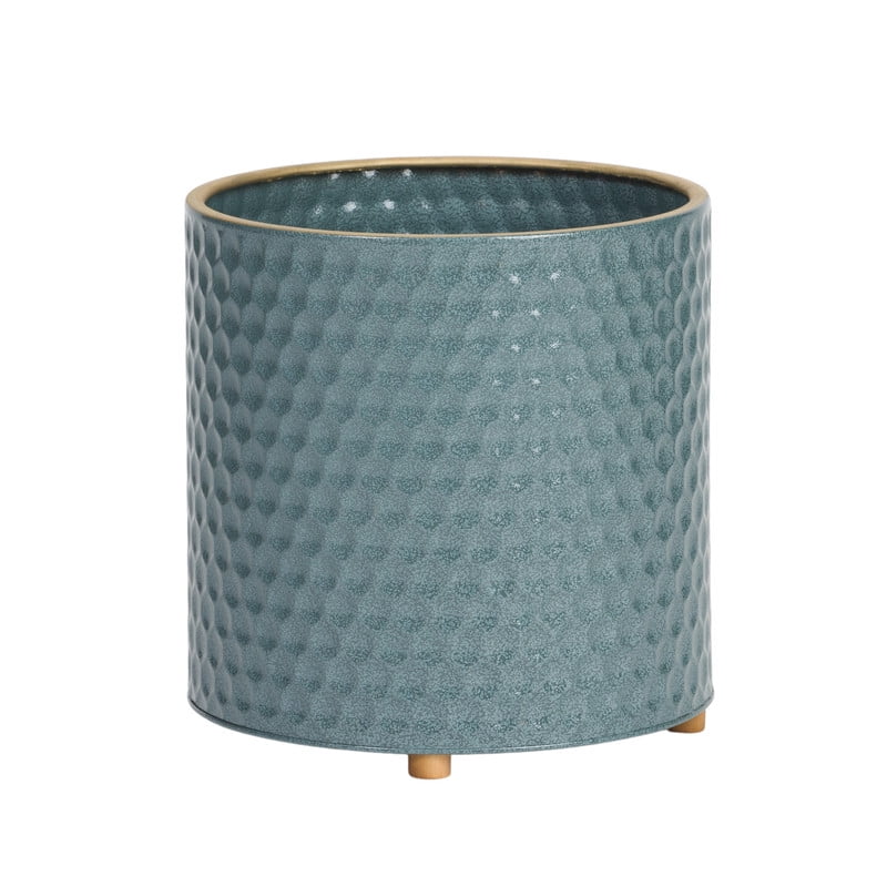 Honeycomb Metal Planter Pot With Peg Base - Blue-Green - 10.75"H x 10.25"W