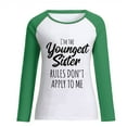 thumbnail image 4 of Jsaierl Je Suis la Plus Jeune Sœur les Règles Ne s'Appliquent Pas à Moi T-Shirts à Manches Longues Amusants pour Sœur Imprimé Lettre Col Rond T-Shirts Décontractés Raglan de Baseball, 4 of 4