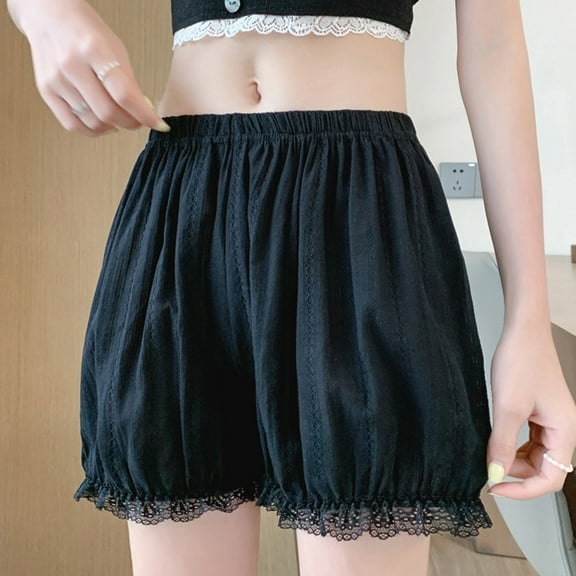 Seamless Women Underwear Thongs, Women's Thin Lace Anti-exposure Can Be Worn Outside Loose Flower Bud Insurance Pants Leggings Shorts