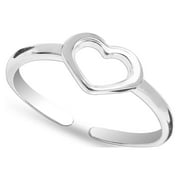 LeCalla 925 Sterling Silver Toe Rings Hypoallergenic Light-Weight Open Heart Band Ring Adjustable Toe Rings for Female