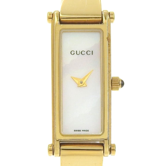 Pre-Owned Gucci 1500L Mother-of-Pearl Dial GP Quartz Watch (Battery Included) - Women's Watch,...