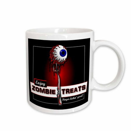 

3dRose ZOMBIES zombie treats 2 on black Ceramic Mug 11-ounce