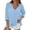 Light Blue -SF10, variant on Inglocry Women's Linen Button Down T Shirts 3/4 Sleeve V Neck Tops Casual Summer Ladies Tees Roll Up Cotton Linen Shirt Green XL