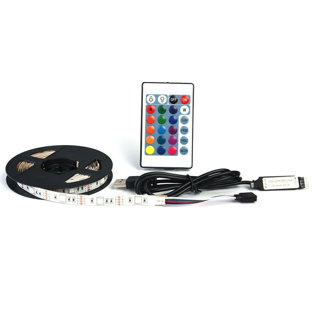 Sanpyl Tira de Luces LED RGB, Tira de LED USB DC 5V 5050 Tira de luz LED Flexible RGB con Control Remoto para Fondos de retroiluminación de TV Tira de luz de Fondo Claro Ecomeon no