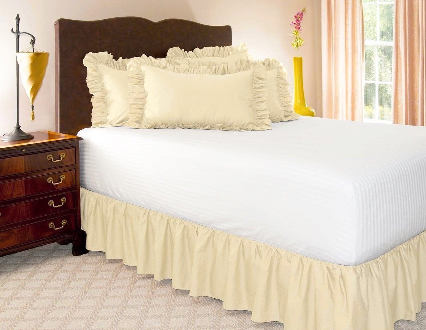 beige bed skirt