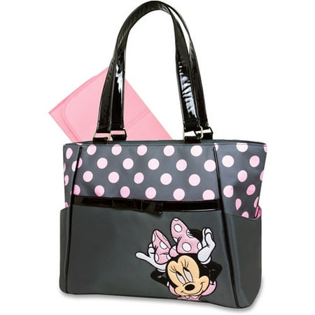 Disney Baby Minnie Mouse 2-in-1 Diaper Bag, Gray/Pink Dot - 0