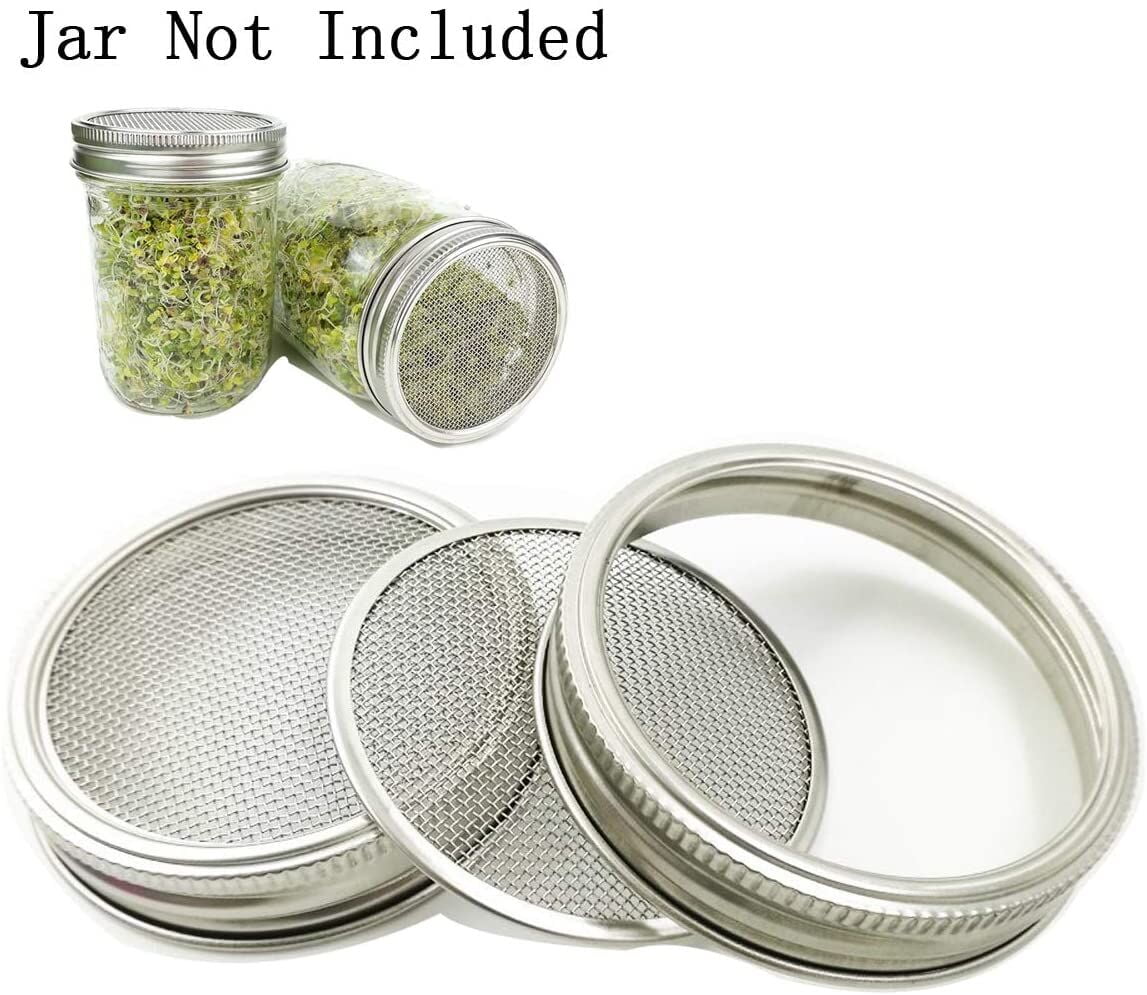 304 Stainless Steel Sprouting Lids 6 Pcs for Wide Mouth Mason Jars and Making Organic Sprout Seeds