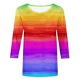 thumbnail image 4 of BLVB Tie Dye Shirts for Women 3/4 Sleeve Crewneck Ladies Tops and Blouses Dressy Casual Cute Tops Tunics Hot Pink, 4 of 5