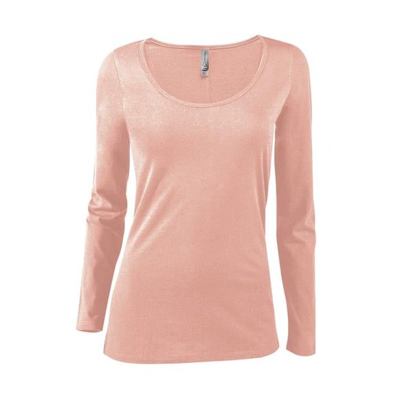 Delta Platinum Ladies CVC Long Sleeve Scoop Neck Tee