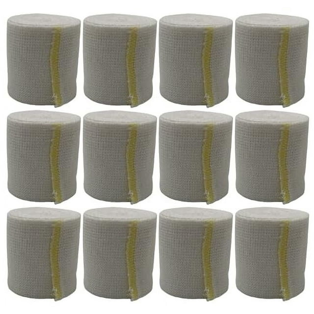 Premium Elastic Flexible Fabric First Aid Wrap Sports Bandage with Self-Closure, Reusable Compression Bandage 2" X 5 yds for First Aid and Support (12 Pack)