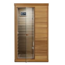 KUNSANA Indoor Far Infrared Sauna Red Cedar Wooden Saunas Cabinet Spa for 1Person 1050W