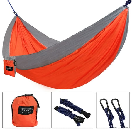 Zeny Double Camping Hanging Hammock With Hammock Tree Straps,Portable Parachute Nylon Hammock For Backpacking (Best Backpacking Hammock Straps)