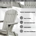 thumbnail image 3 of UHOMEPRO Outdoor Adirondack Chairs Set of 2, Weather Resistant Patio Lawn Chair, Wooden Folding Fire Pit Chairs for Outside Deck Garden Backyard Balcony, Patio Furniture Set Lounge Chairs, Gray, 3 of 7