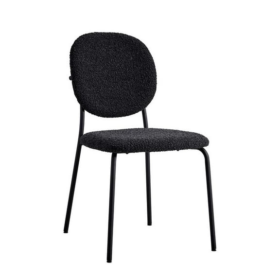 Pemberly Row Contemporary Boucle Side Chairs (Set of 2) in Black