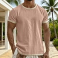 thumbnail image 2 of JAJAHO Linen T Shirt Men Short Sleeve Basic Tee Breathable Crew Neck Loose Fit Summer Top Beach Vacation Clothes Comfortable Tops, 2 of 5