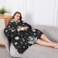 thumbnail image 5 of Oversized Wearable Blanket Hoodie,Black White Gothic Butterfly Sun Moon Flower Pattern Sherpa Blanket Hoodie with Super Pockets,Super Warm Fuzzy Pullover for Women & Men, 5 of 6