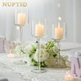 thumbnail image 3 of Nuptio Hurricane Glass Candle Holder Tea light Candle Holders ，3Pcs Tall Tealight Candle Holder Votive Candle Holders for Table Centerpiece Home Decoration, 3 of 10