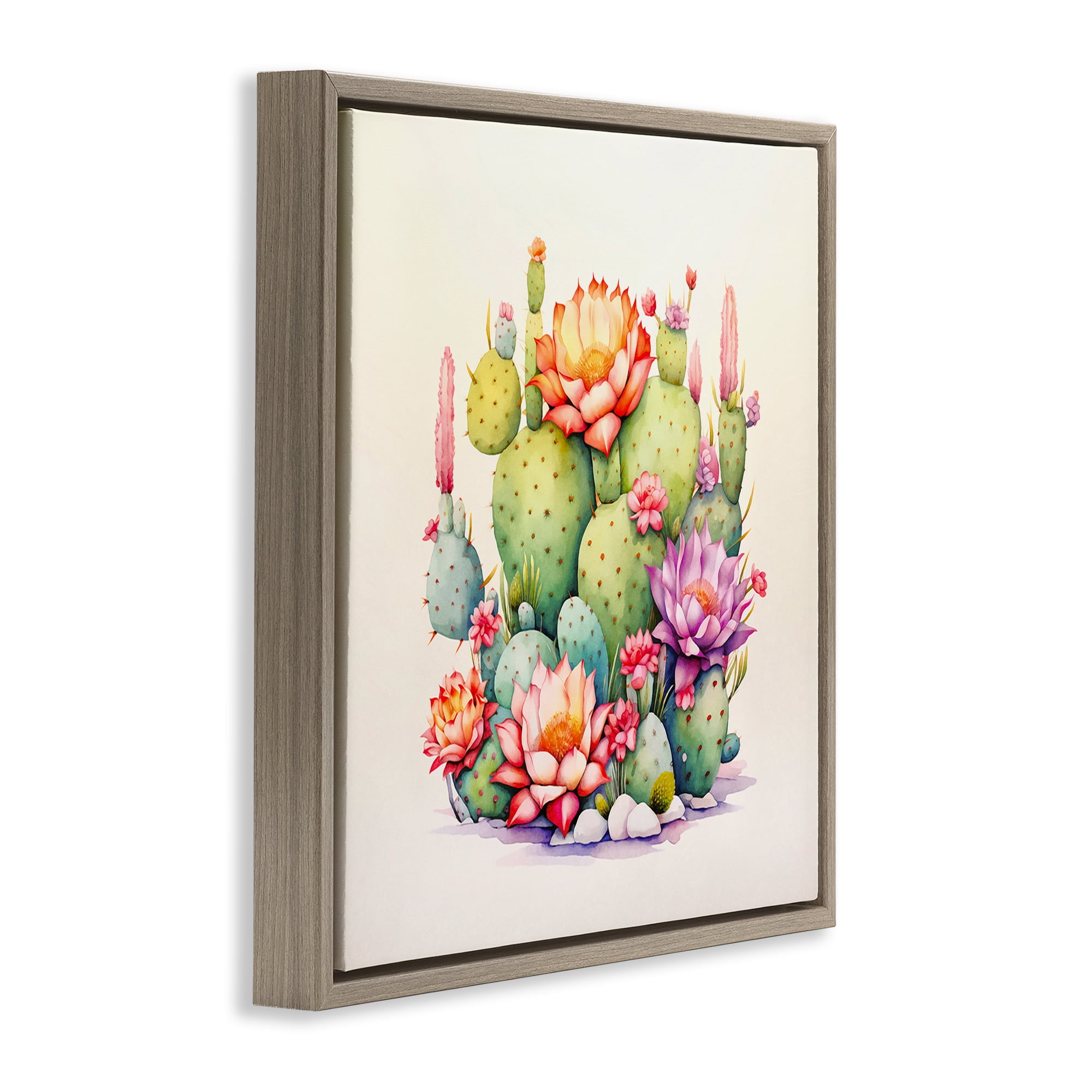 Stupell Industries Desert Spring Blooms Plants & Flowers Painting Brown Floater Framed Canvas Art Print Wall Art, 25 x 25